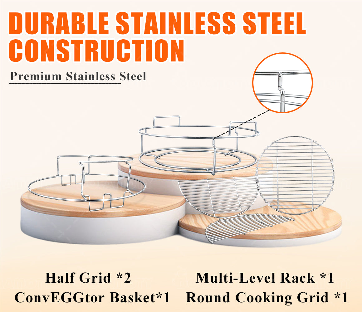 DOLAMOTY Eggspander Expander Rack Kit for Big Green Egg Large-Stainless Steel