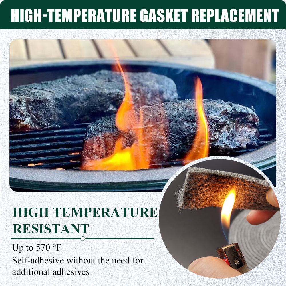 DOLAMOTY 15Ft High Temp Material Gasket Replacement for Big Green Egg Large and XLarge, Self Stick with Scraper