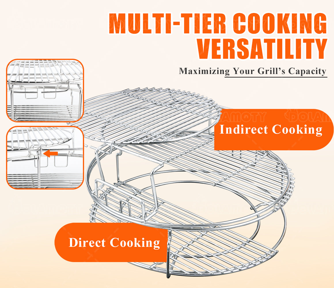 DOLAMOTY Eggspander Expander Rack Kit for Big Green Egg Large-Stainless Steel
