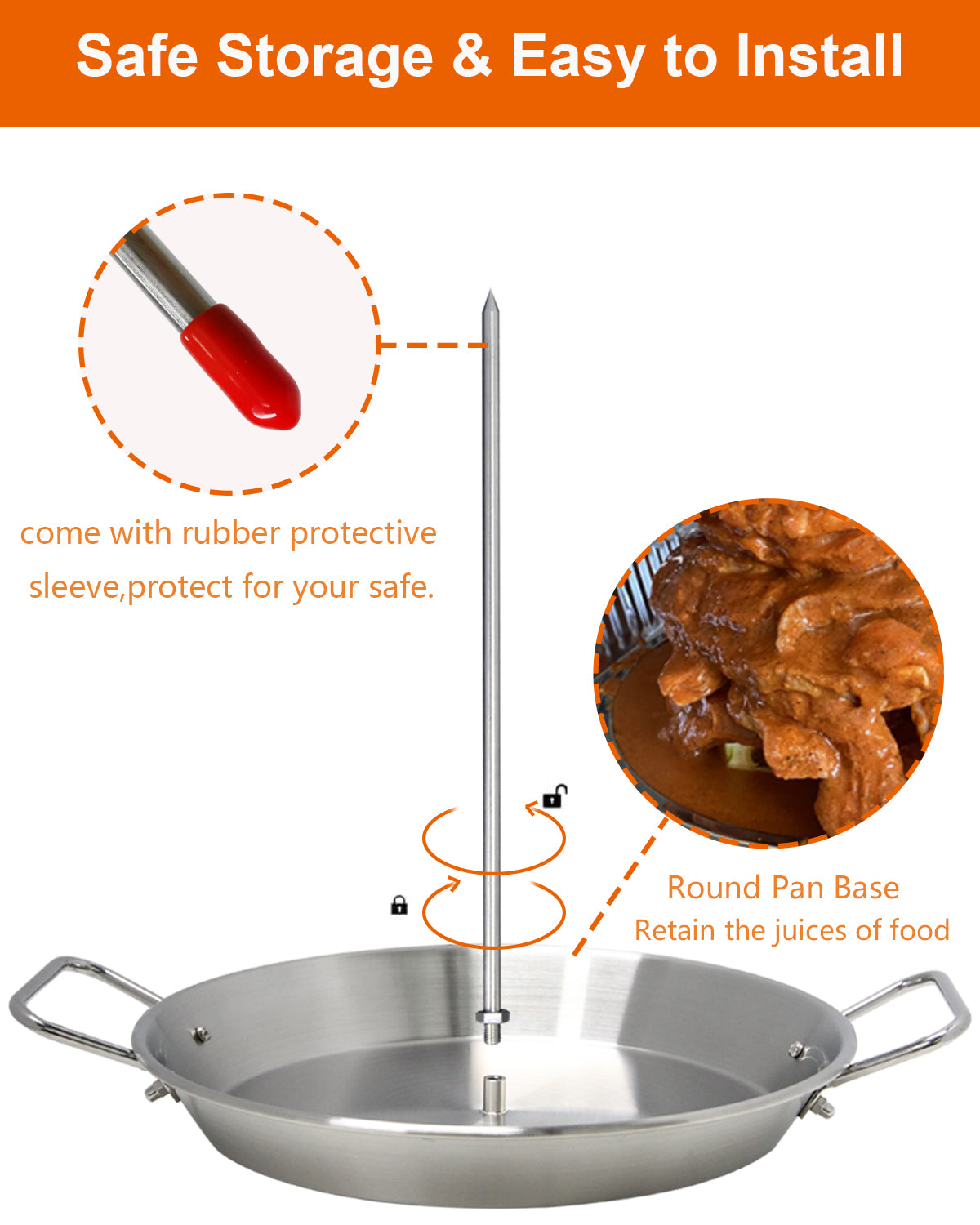 DOLAMOTY Gyro Pan/maria Recommended GREEK Food/ Al Pastor Skewer for Grill-Vertical Skewer for Tacos Al Pastor, Shawarma, Kebabs, Stainless Steel with 3 Size Skewers(8”,10" and 12”)