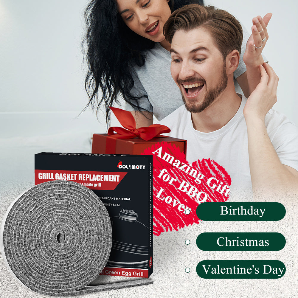 DOLAMOTY 15Ft High Temp Material Gasket Replacement for Big Green Egg Large and XLarge, Self Stick with Scraper