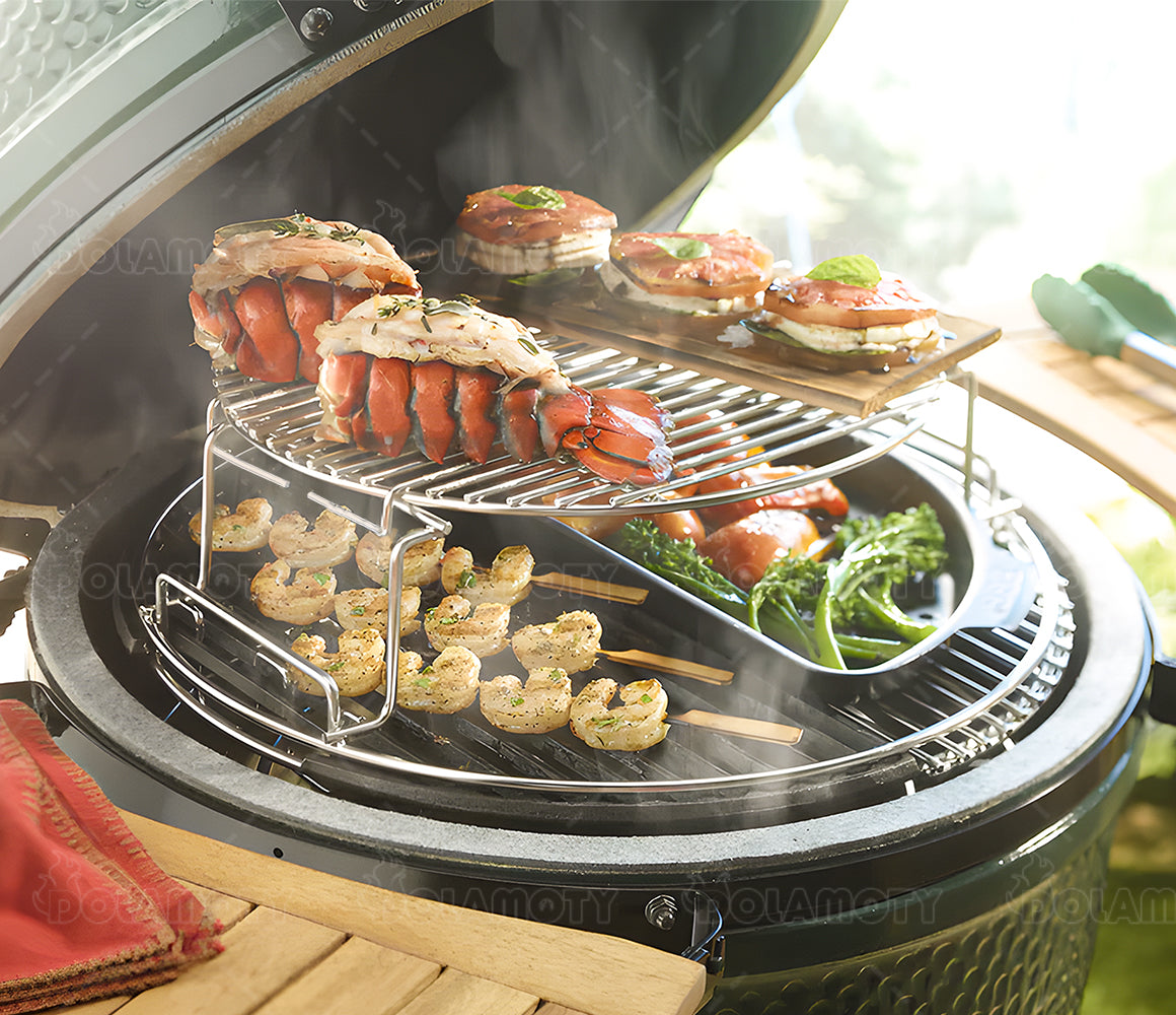 DOLAMOTY Eggspander Expander Rack Kit for Big Green Egg Large-Stainless Steel