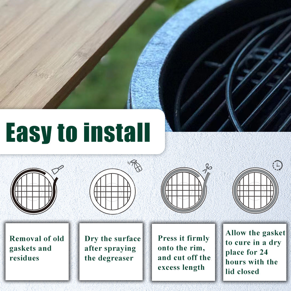 DOLAMOTY 15Ft High Temp Material Gasket Replacement for Big Green Egg Large and XLarge, Self Stick with Scraper