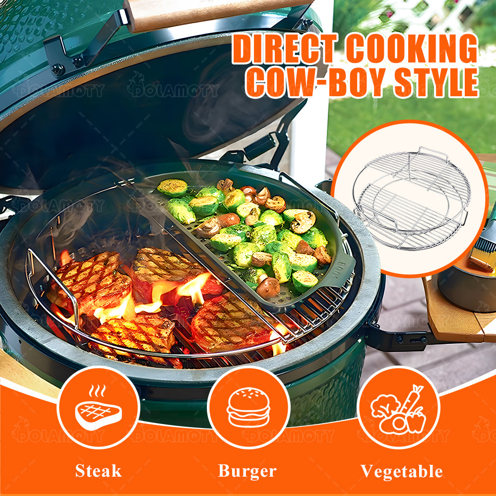 DOLAMOTY Eggspander Expander Rack Kit for Big Green Egg Large-Stainless Steel