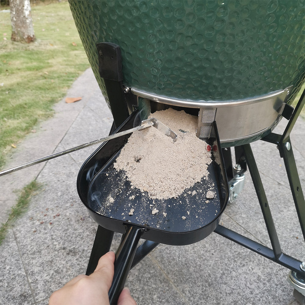 DOLAMOTY Big Green Egg Accessories Ash Tool Poker and Ash Pan Set for Medium and Large Big Green Egg and Kamado Joe Classic
