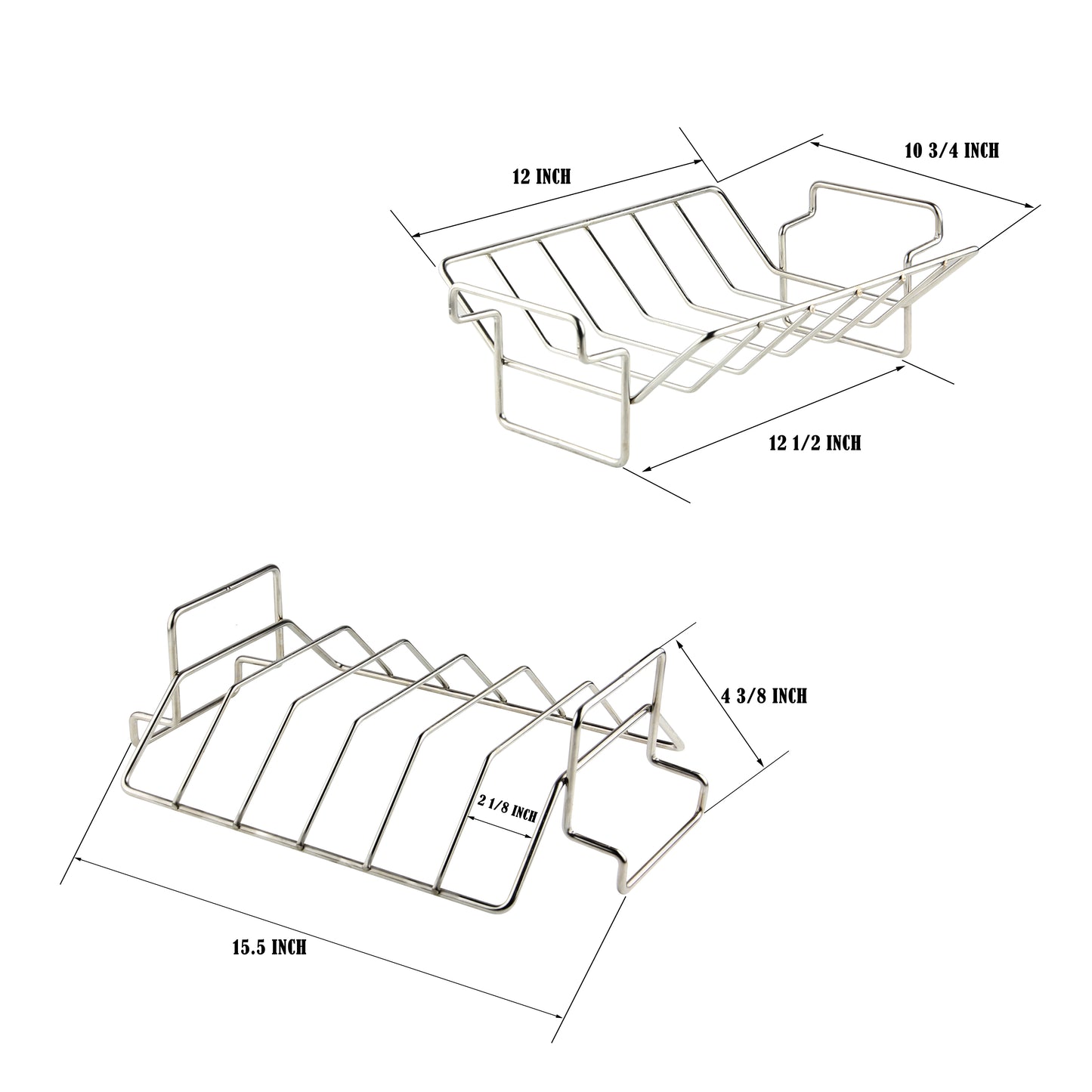 Turkey Roasting Rack Rib Rack Smoking and Grilling Dual-Purpose for Large and XLarge Big Green Egg,Kamado Joe,Big Joe grill,100% Stainless Steel