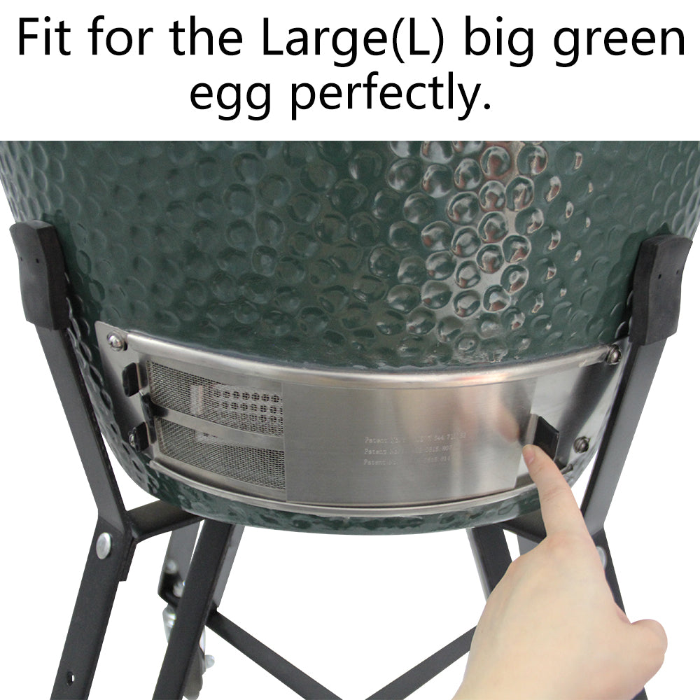 DOLAMOTY Upgrade Slid Out Ash Drawer Big Green Egg Accessories Ash Tool,ash Drawer for Large Big Green Egg,Green Egg Replacement Parts ash Clean Tool,Stainless Steel(New Version)