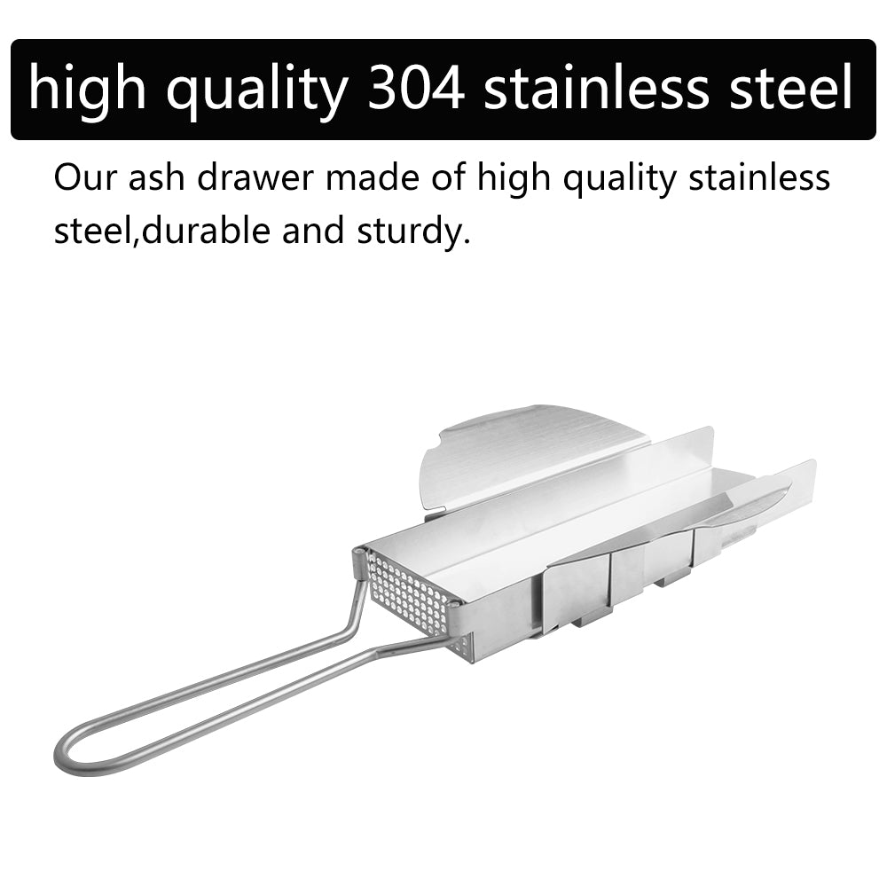 DOLAMOTY Upgrade Slid Out Ash Drawer Big Green Egg Accessories Ash Tool,ash Drawer for Large Big Green Egg,Green Egg Replacement Parts ash Clean Tool,Stainless Steel(New Version)