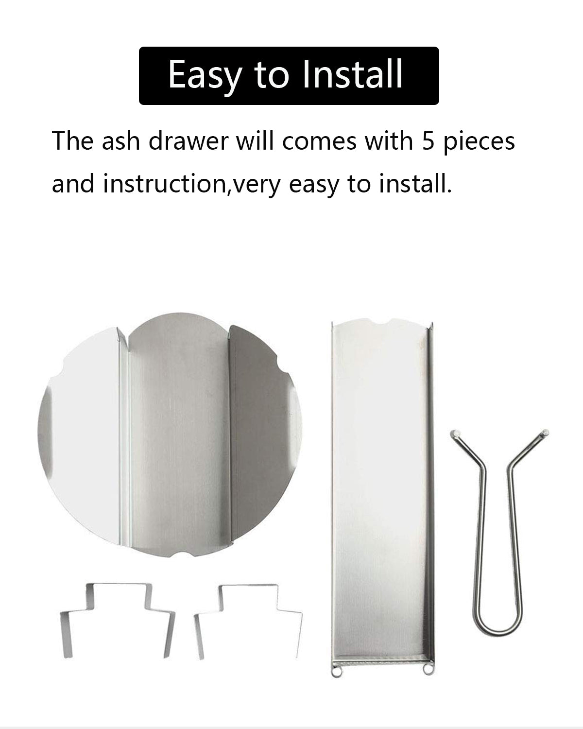 DOLAMOTY Upgrade Slid Out Ash Drawer Big Green Egg Accessories Ash Tool,ash Drawer for Large Big Green Egg,Green Egg Replacement Parts ash Clean Tool,Stainless Steel(New Version)