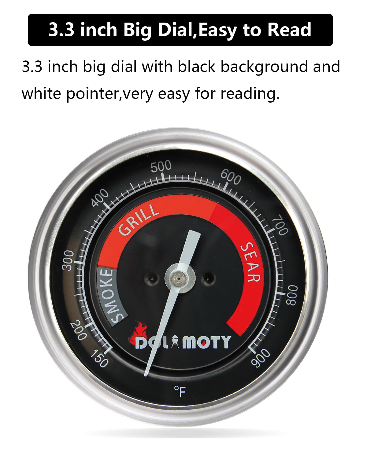 Upgrade Thermometer Replacement for Big Green Egg Parts,BGE Temperature Gauge Accessories 150-900°F with 3.3" Large Dial (New Version)