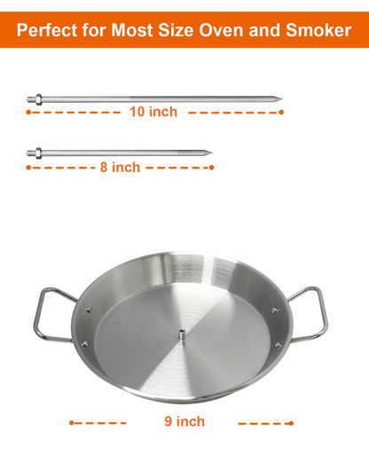 DOLAMOTY Gyro Pan/maria Recommended GREEK Food/ Al Pastor Skewer for Grill-Vertical Skewer for Tacos Al Pastor, Shawarma, Kebabs, Stainless Steel with 3 Size Skewers(8”,10" and 12”)